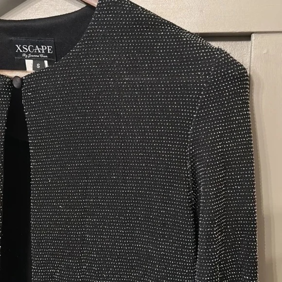 Xscape Beaded Formal Jacket Black Metallic Single Button Size Small - Picture 5 of 12